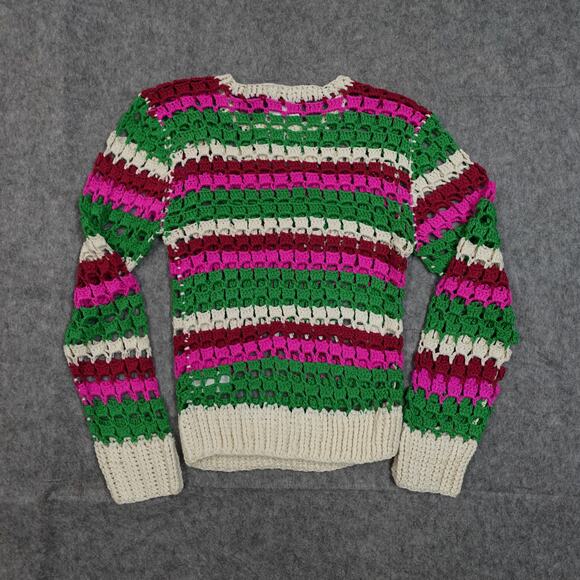 Greylin Sweater Womens Small NWT Paola Crochet Crew Neck Open Knit Multicolor - Picture 7 of 11